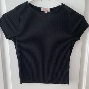 Black Ribbed Girls Top